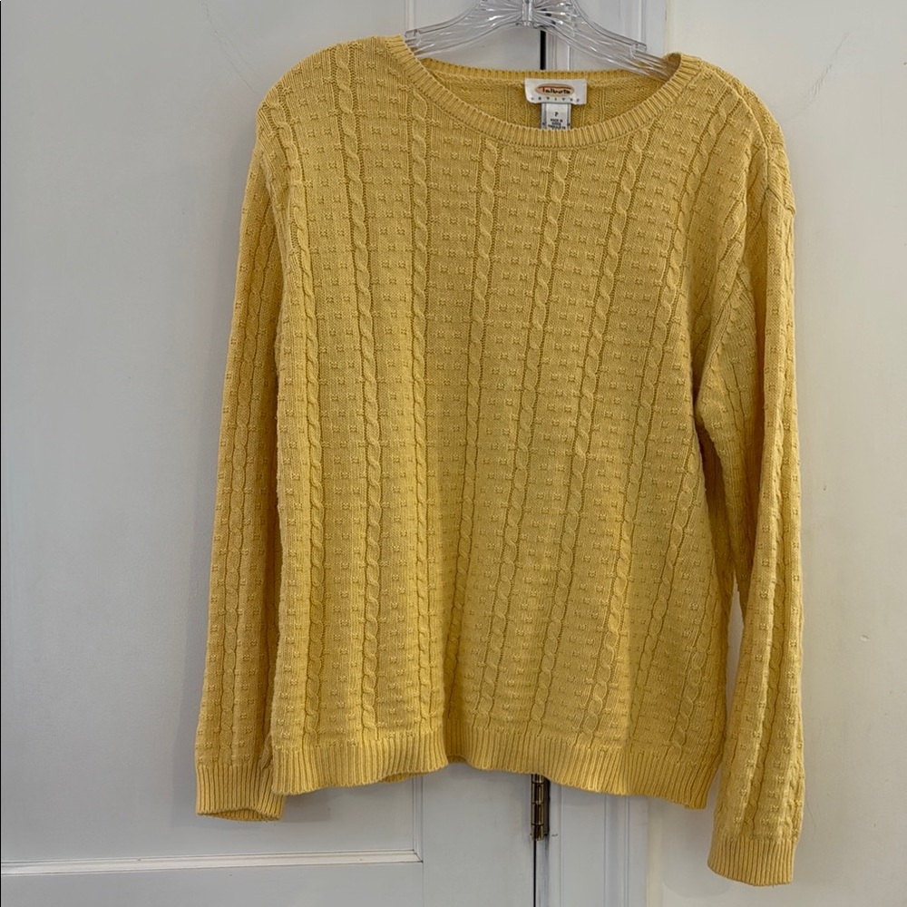Talbots Sunny Yellow Cotton Cable Knit Sweater